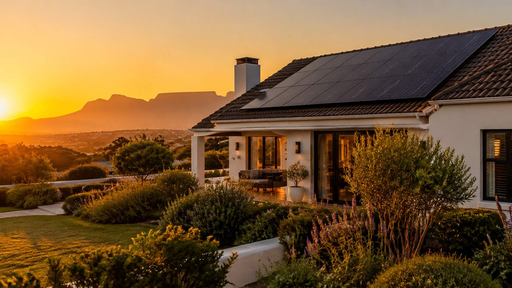 Solar panels on a Western Cape home installed by Sundial Solar, EnergyBee installation partner